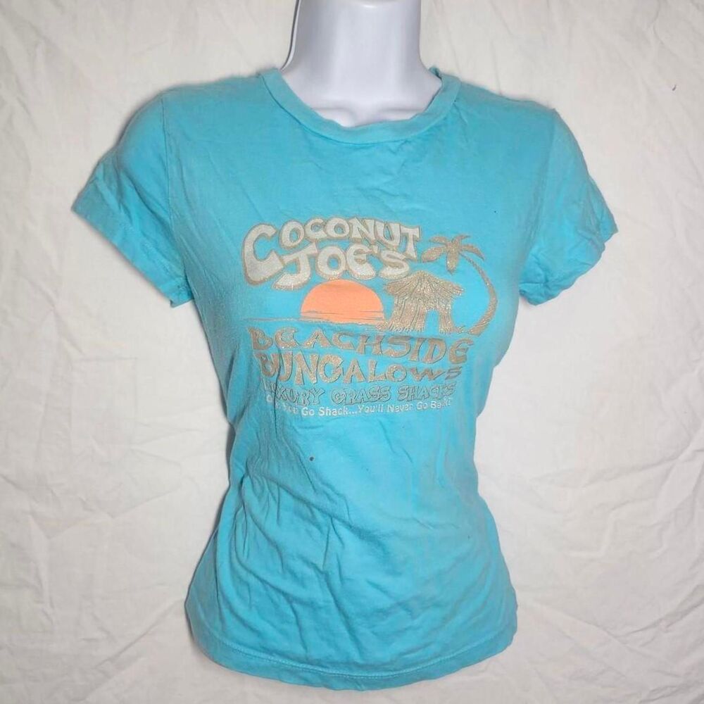 Vintage y2k 2000s coconut Joe's blue fang baby tee